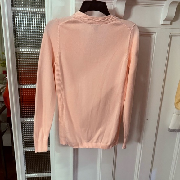 Tommy Hilfiger Women’s Pink Cotton Sweater Braided V-Neck Logo Sz M - Picture 3 of 9